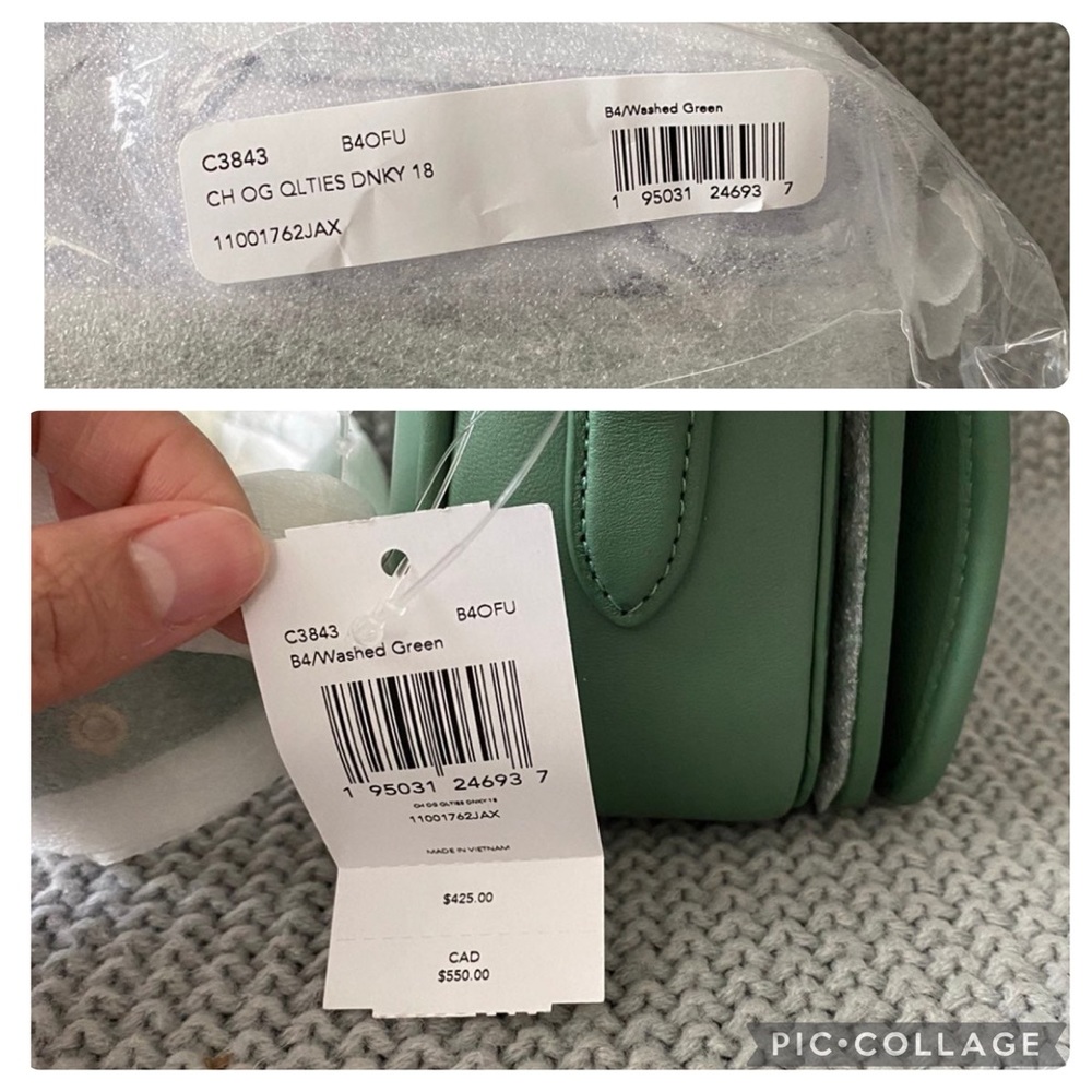 Coach Quilted Dinky 18 in Washed Green NWT - Picture 15 of 16